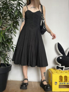Avant-Garde Edge Sculptural Long Black Dress