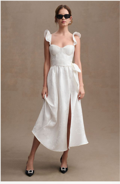 bohemian charm- Satin Bustier style white Dress