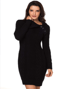 Modern Knit Mastery black sweater dress