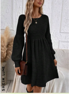 Street Style Sensations Black Sweater Dress