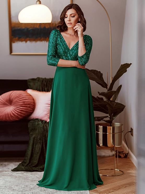 Emerald Green A-Line Bridal Shower Fall Dress